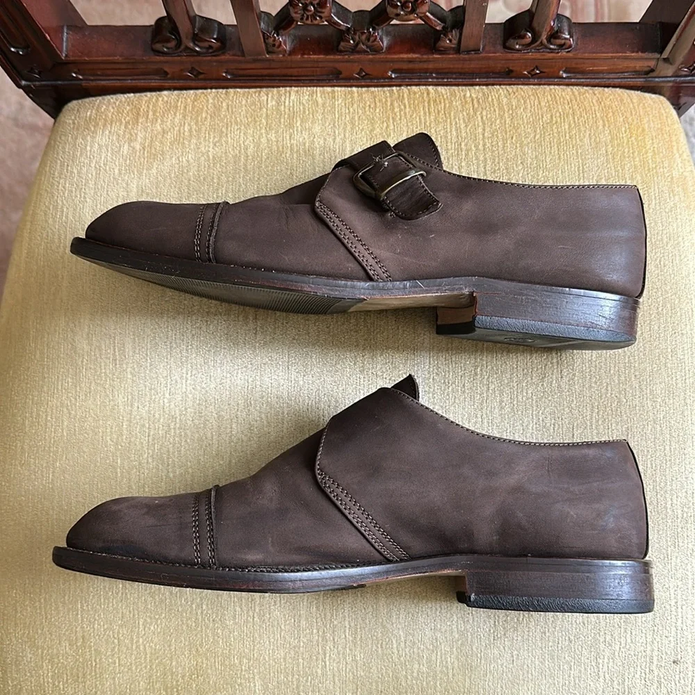 Nobel Shoes Men's Brown Leather Monk Strap Shoe EU 43 US 9.5-10